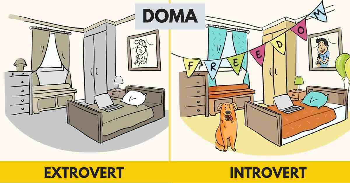 8 ilustrací, které ukazují, jak rozdílně vidí svět introvert a extrovert